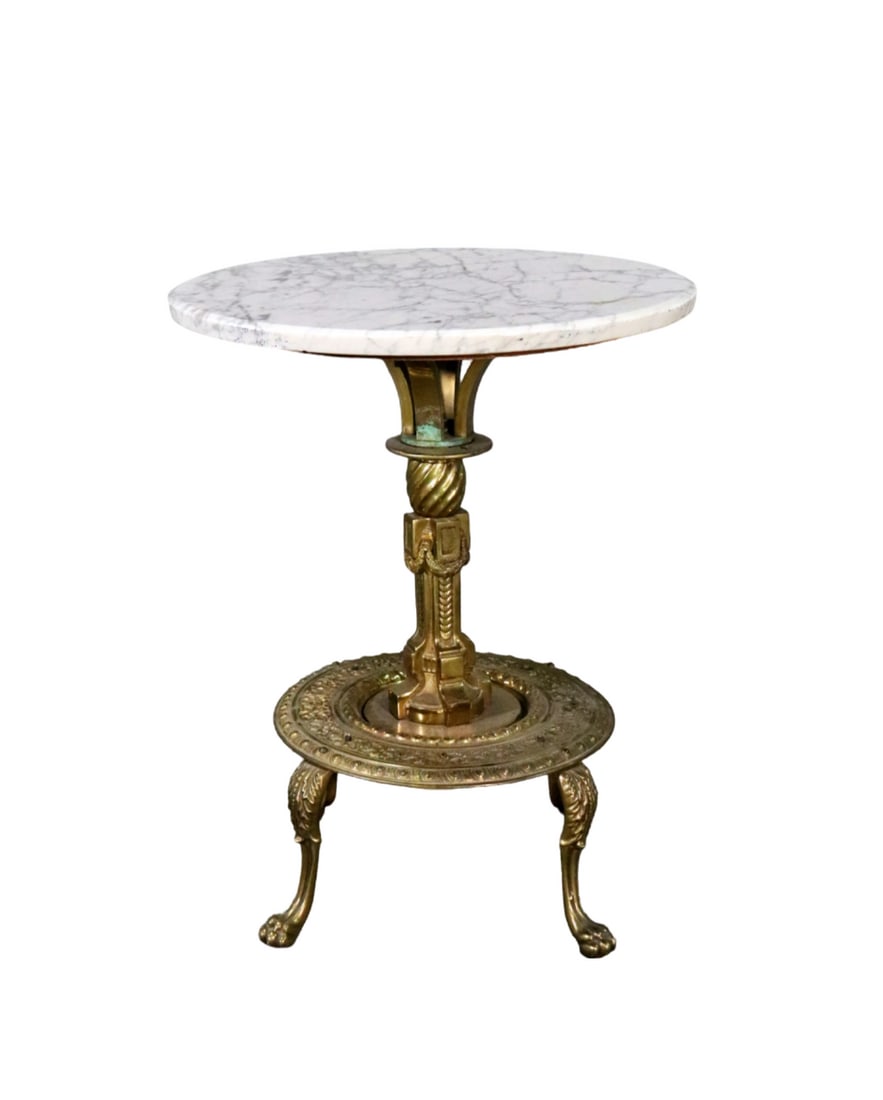 BRASS & MARBLE END TABLE (1 of 10)