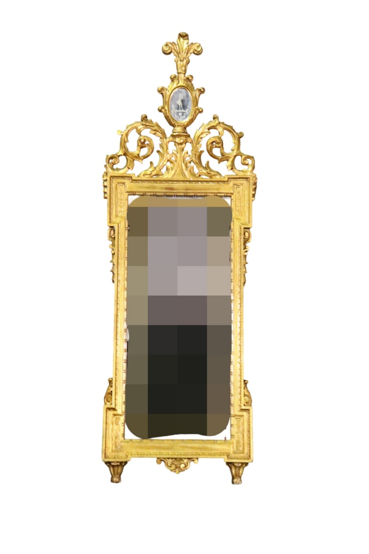 CARVED ITALIAN GILTWOOD WALL HANGING MIRROR (1 of 10)