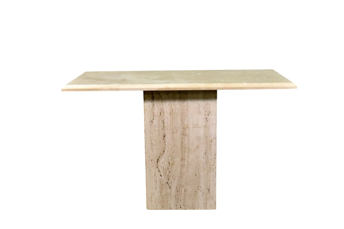 STONE INTERNATIONAL SIGNED TRAVERTINE POST MODERN CONSOLE TABLE (1 of 15)