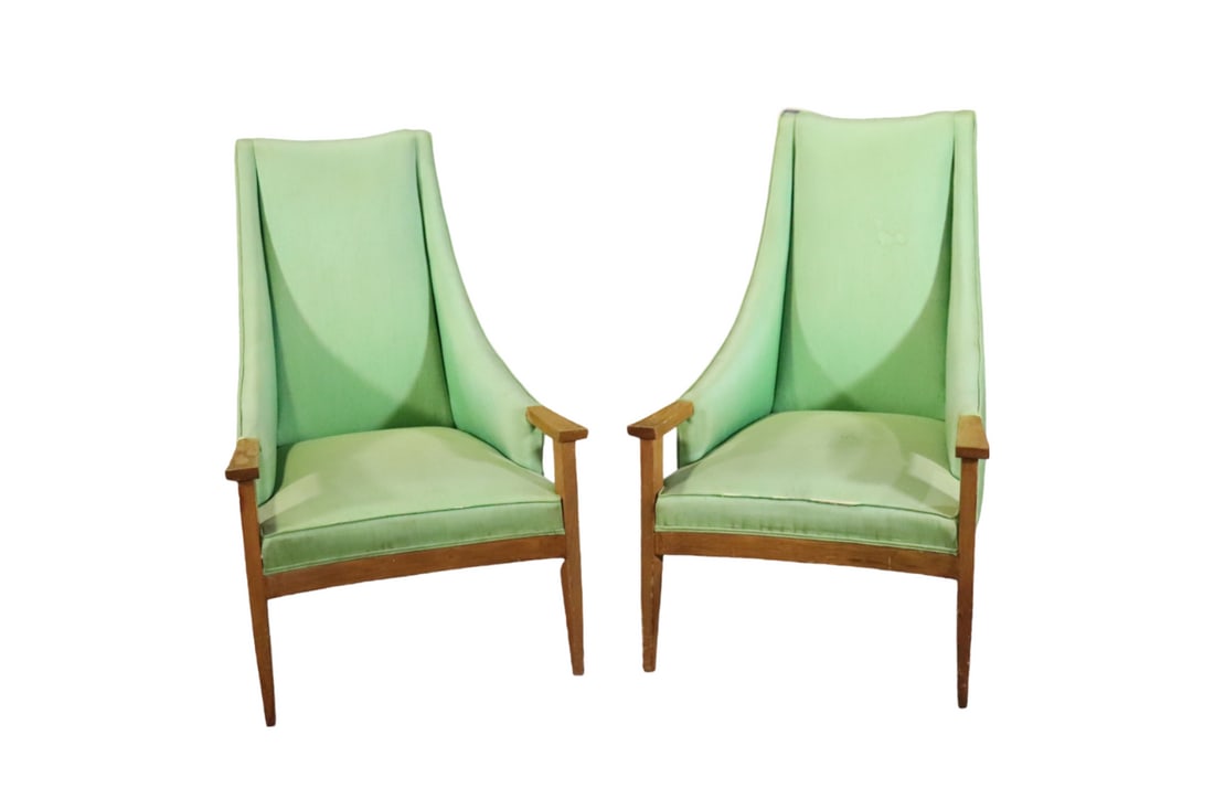 PAIR PARZINGER STYLE TALL BACK OPEN ARM LOUNGERS (1 of 16)