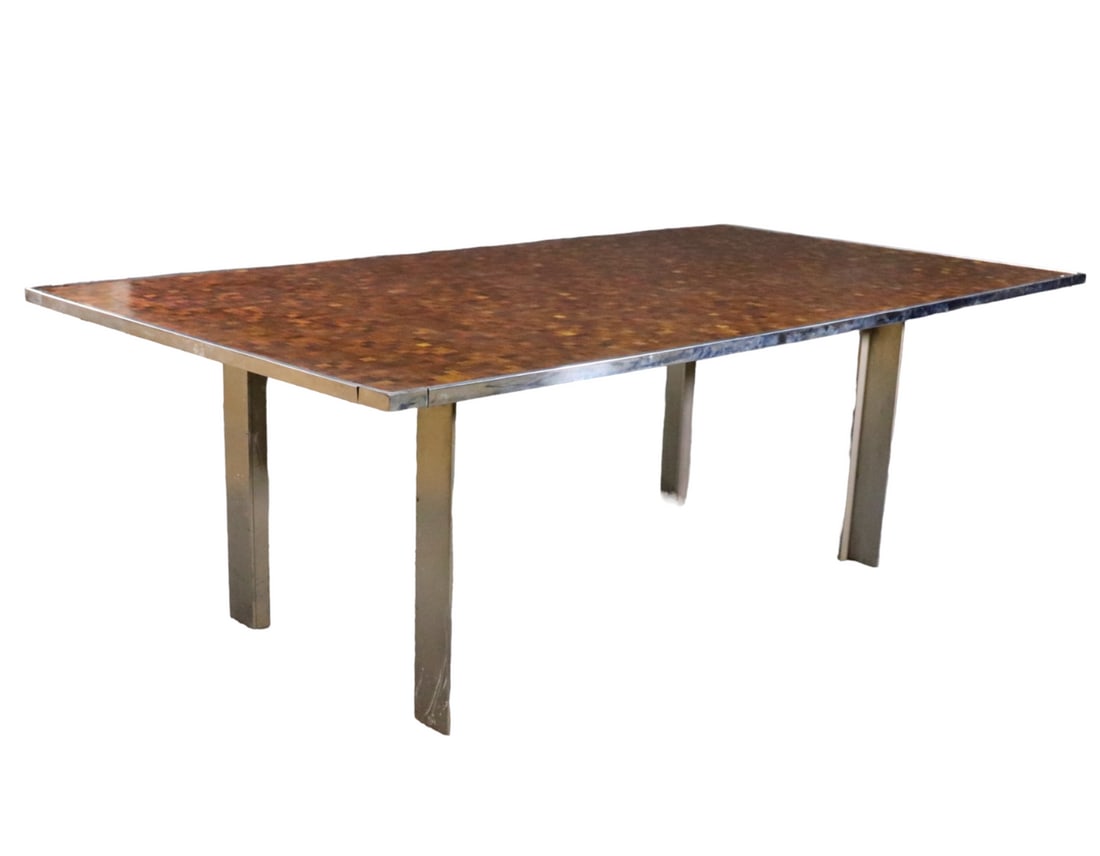 CUSTOM MADE MID CENTURY MODERN STEEL & WOOD DINING TABLE (1 of 11)