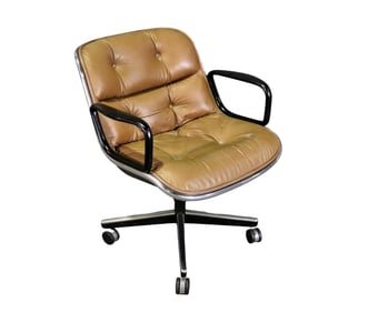 CHARLES POLLOCK KNOLL EXECUTIVE LEATHER CHAIR