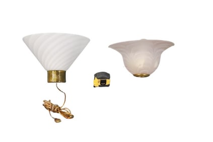 COMPANION PAIR WALL SCONCES WITH GLASS SHADES