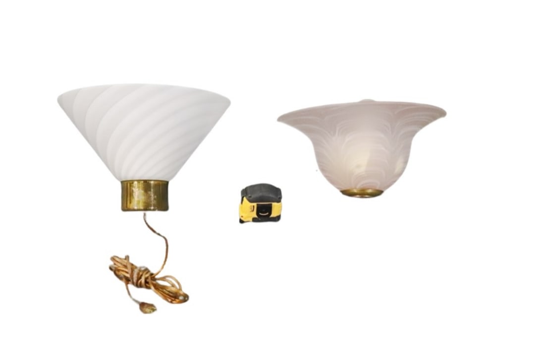 COMPANION PAIR WALL SCONCES WITH GLASS SHADES (1 of 9)