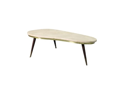 MARBLE TOP BOOMERANG COFFEE TABLE