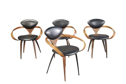 4 NORMAN CHERNER FOR PLYCRAFT PRETZEL CHAIRS