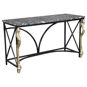 MAISON CHARLES STYLE BRASS HORSE & STEEL VERDI MARBLE CONSOLE