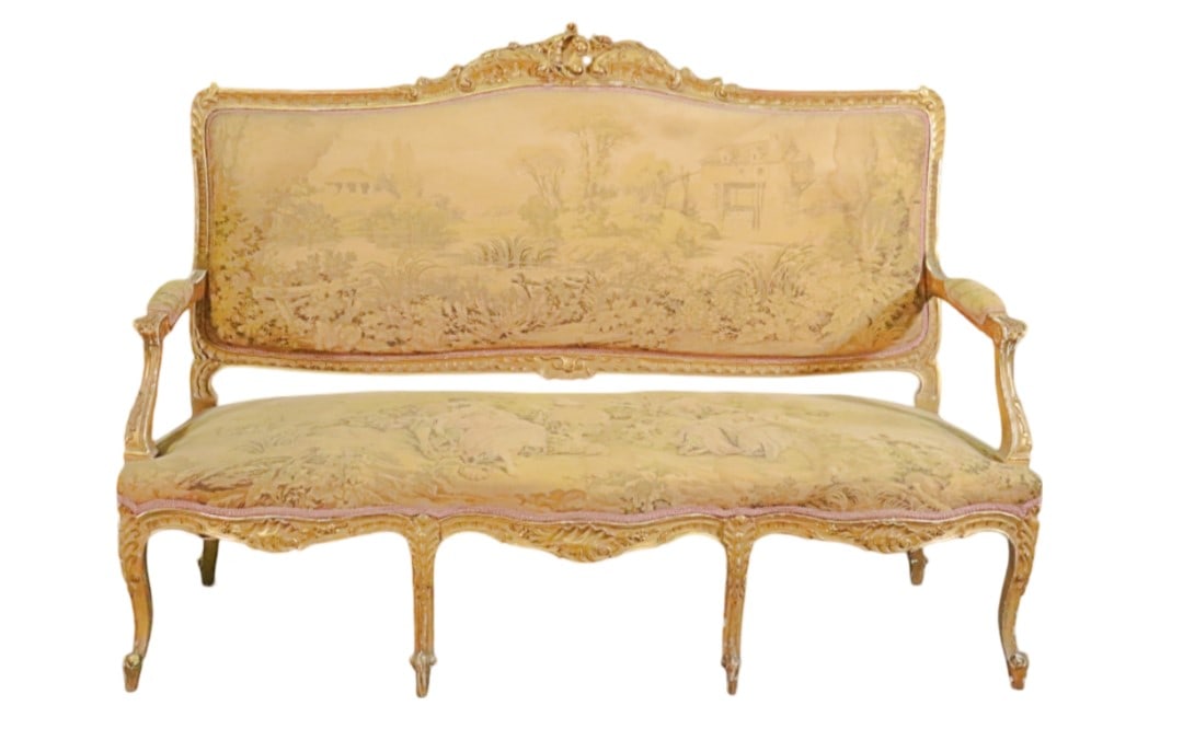 FRENCH LOUIS XV STYLE GILDED SETTEE (1 of 12)