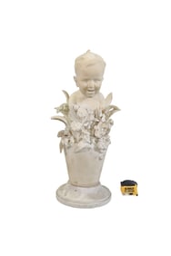 SIGNED LAPINI MARBLE BUST OF CHILD EMERGING FROM A FLOWER POT