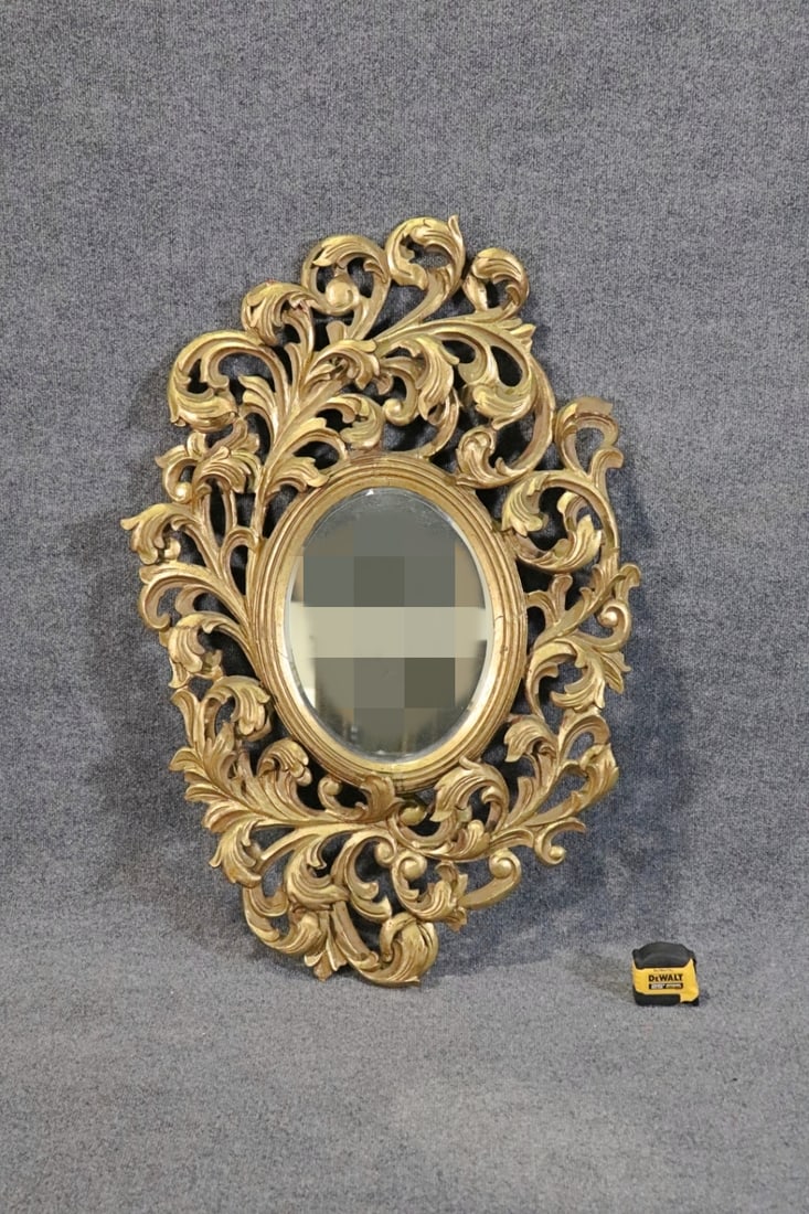 ANTIQUE FRENCH CARVED GILDED WALL MIRROR (1 of 13)