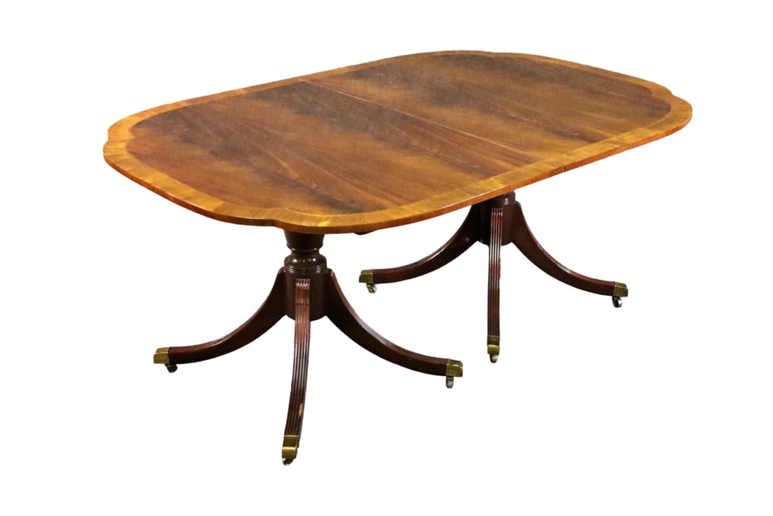 BAKER CHARLESTON REPRODUCTION BANDED DOUBLE PEDESTAL DINING TABLE (1 of 9)