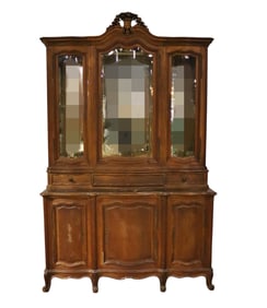 COUNTRY FRENCH 3 PIECE WALNUT CHINA CABINET