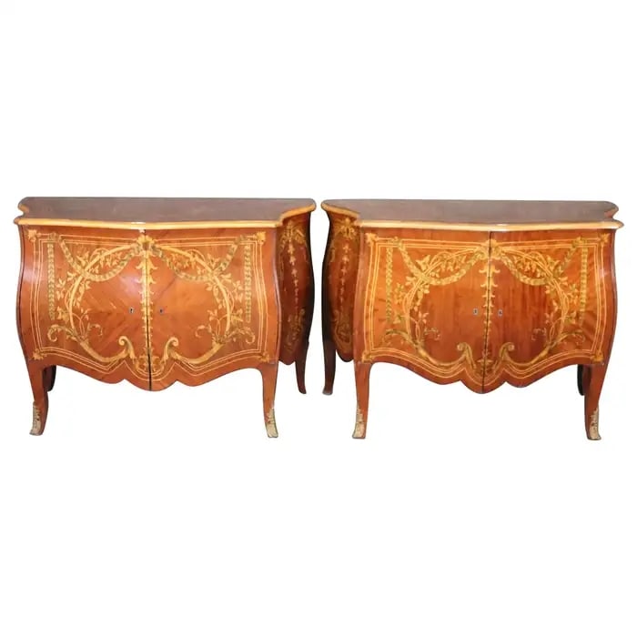 PAIR ITALIAN MAGGIOLINI INLAID BOMBAY COMMODES (1 of 19)