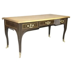 BAKERS COLLECTOR'S EDITION BRASS BOUND LEATHER TOP BUREAU PLAT