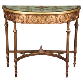 ADAMS STYLE PAINT DECORATED DEMILUNE CONSOLE