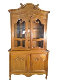 ANTIQUE LOUIS XV STYLE CARVED WALNUT CHINA CABINET