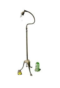 ART NOUVEAU BRONZE & GREEN GLASS SHADE FLOOR LAMP
