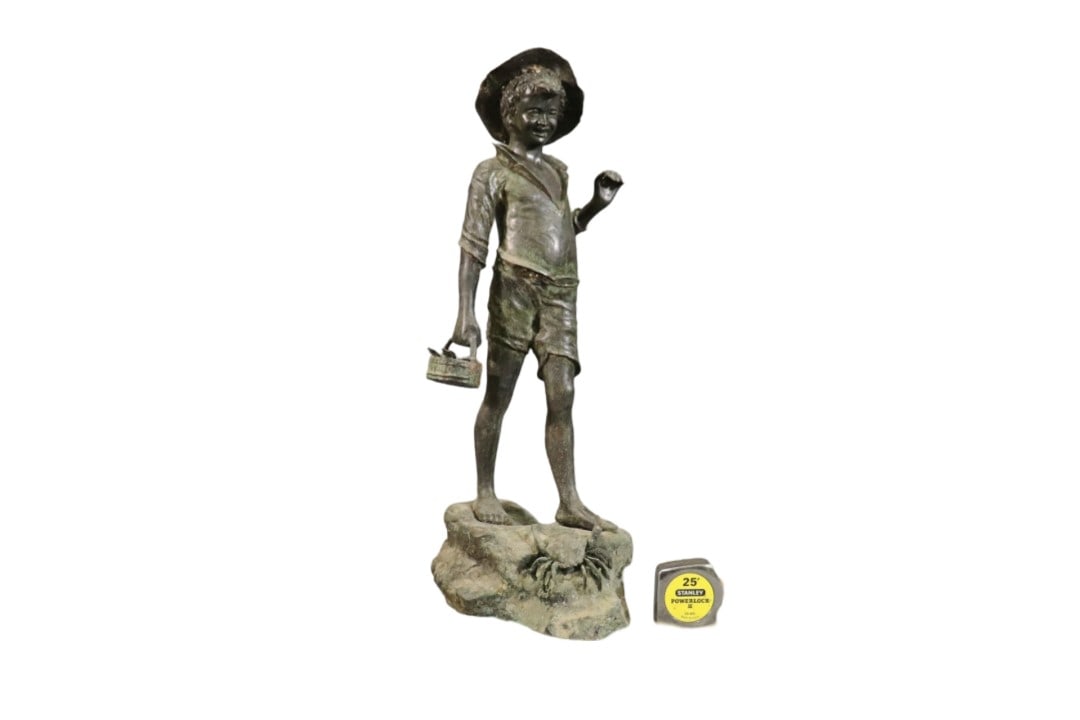 BRONZE SCULPTURE ITALIAN FISH BOY: Bronze. 28" h x 11 1/4" w x 7 1/2" d.