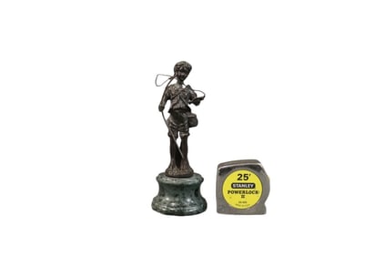 AUGUSTE MOREAU BRONZE SCULPTURE YOUNG BOY WITH FISH & ROD