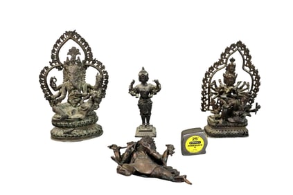 4 BRONZE VISHNU FIGURES