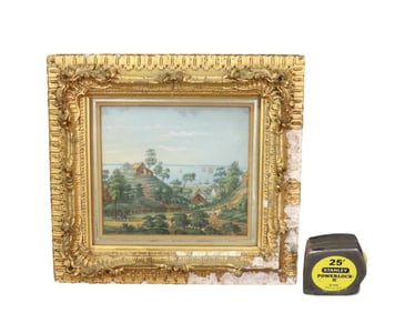 LANDSCAPE OIL PAINTING HARBOR VIEW