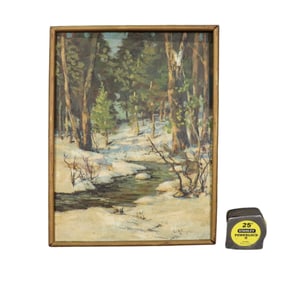 SIGNED W KOENIGER SNOW SCENE PAINTING