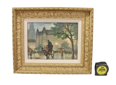 ILLEGIBLY SIGNED OIL PAINTING PLAZA HOTEL