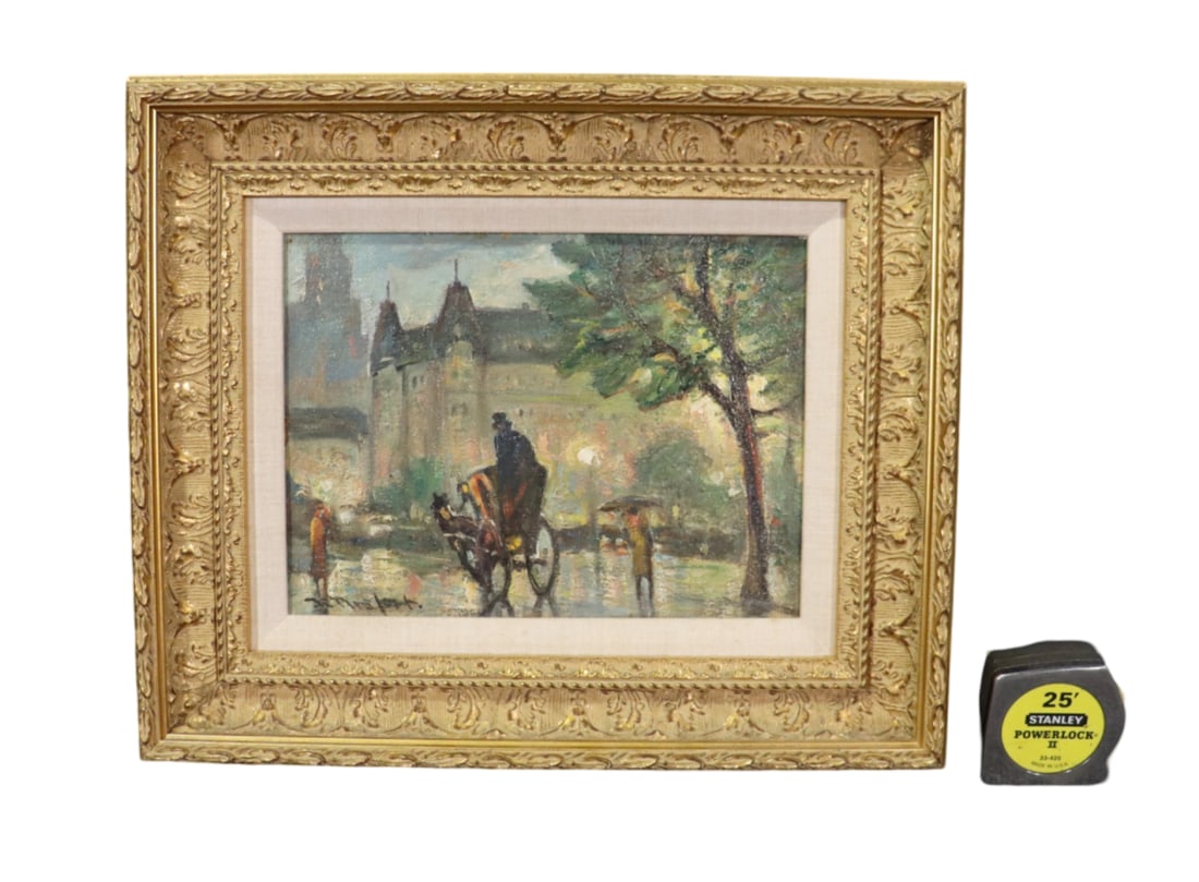 ILLEGIBLY SIGNED OIL PAINTING PLAZA HOTEL (1 of 8)