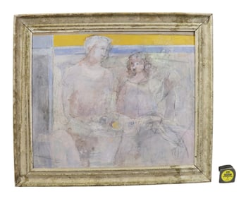 OIL PAINTING MIXED MEDIA 2 FIGURES AFTER PICASSO