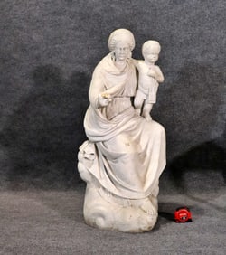 MARBLE STATUE MOTHER & CHILD