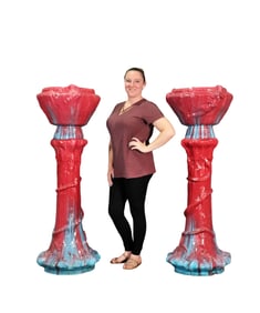 MONUMENTAL PAIR JARDINERES & STANDS ATTRIBUTED MAJOLICA