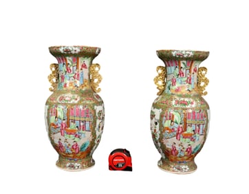 PAIR CHINESE ROSE MEDALLION PORCELAIN VASES