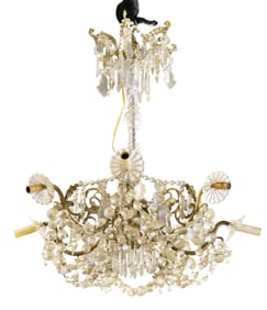 BRONZE BEADED 7 LIGHT CRYSTAL CHANDELIER