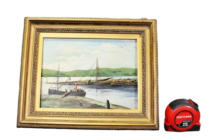 OIL PAINTING HARBOR SCENE