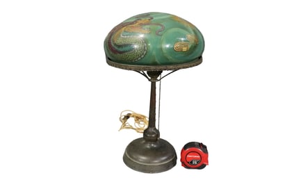 HANDEL ART NOUVEAU GREEN TABLE LAMP