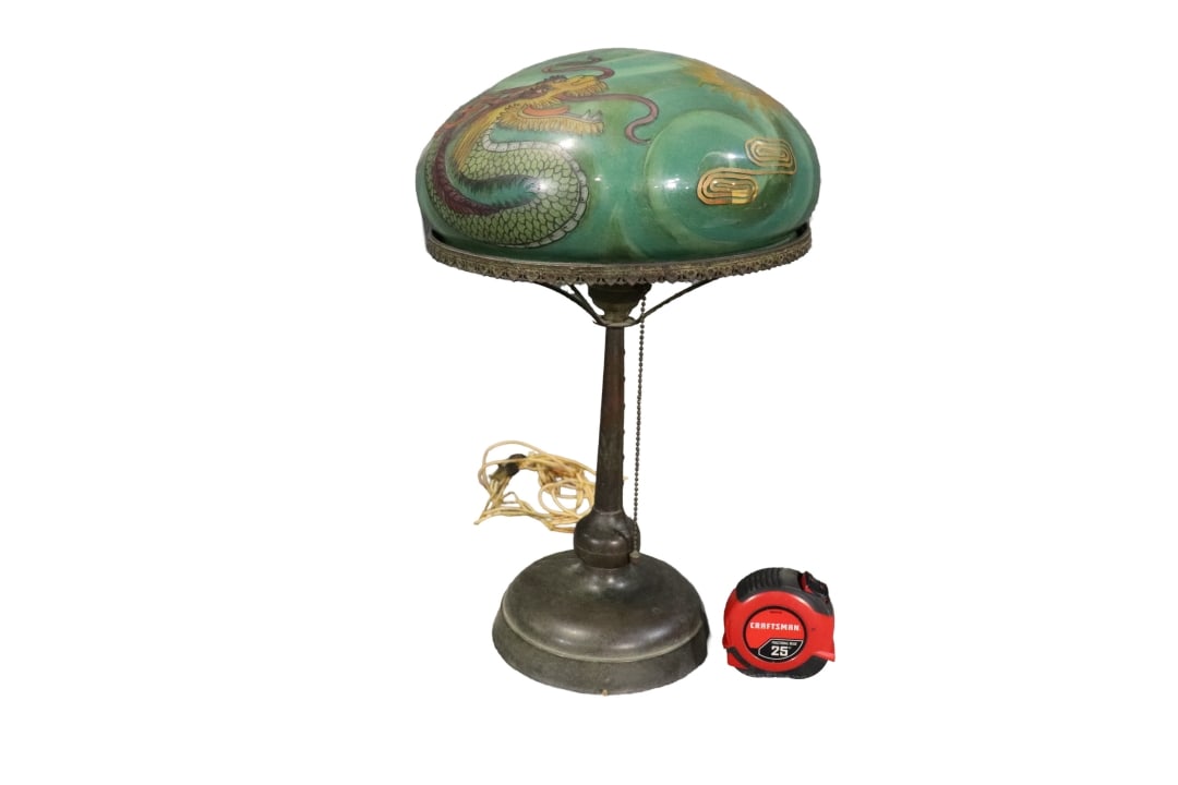 HANDEL ART NOUVEAU GREEN TABLE LAMP (1 of 15)