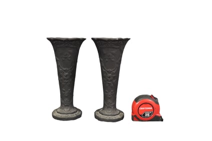 PAIR WEDGEWOOD BASALT WEAR BUD VASES