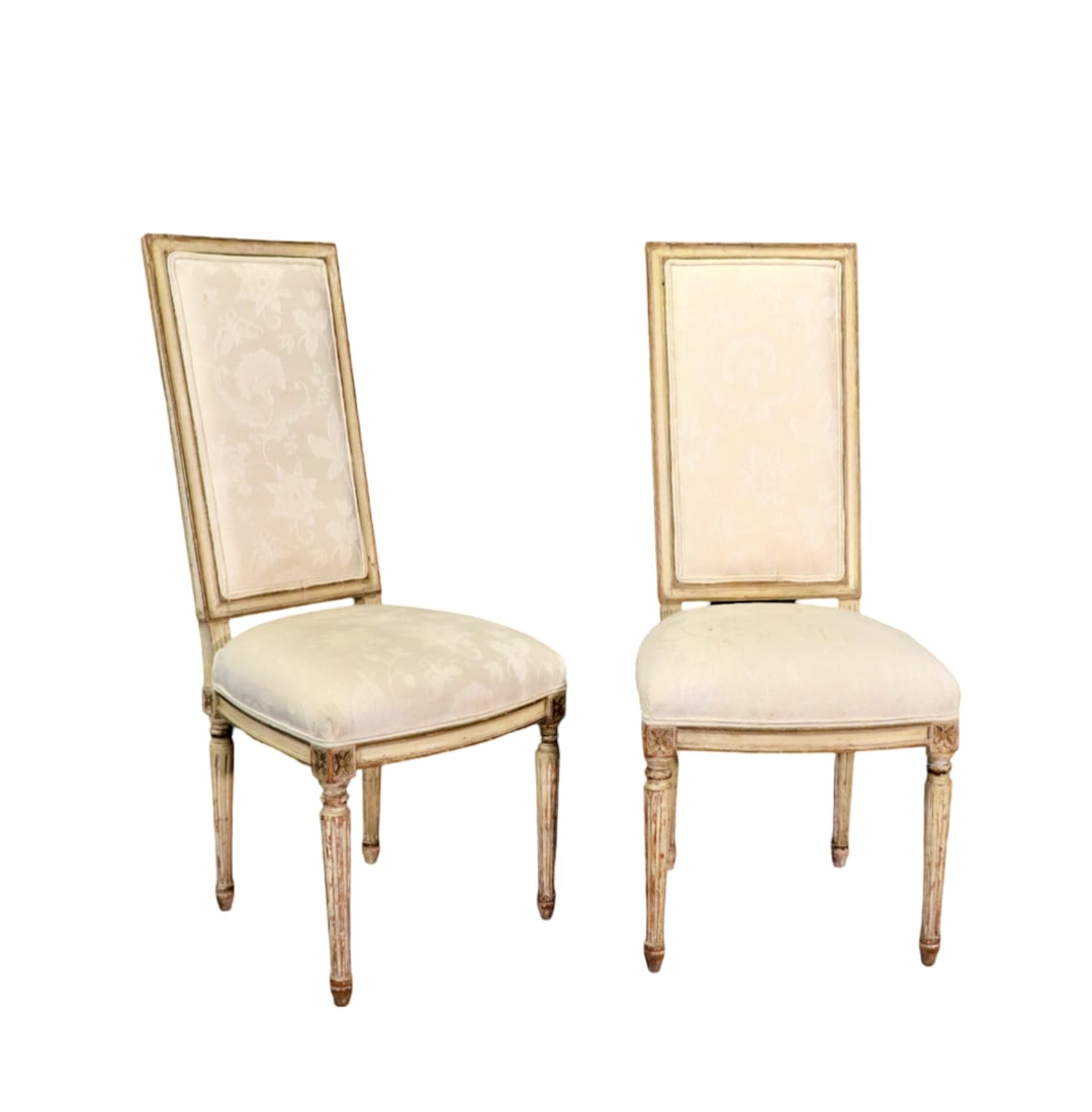 PAIR LOUIS XVI STYLE PAINTED SIDE CHAIRS (1 of 12)