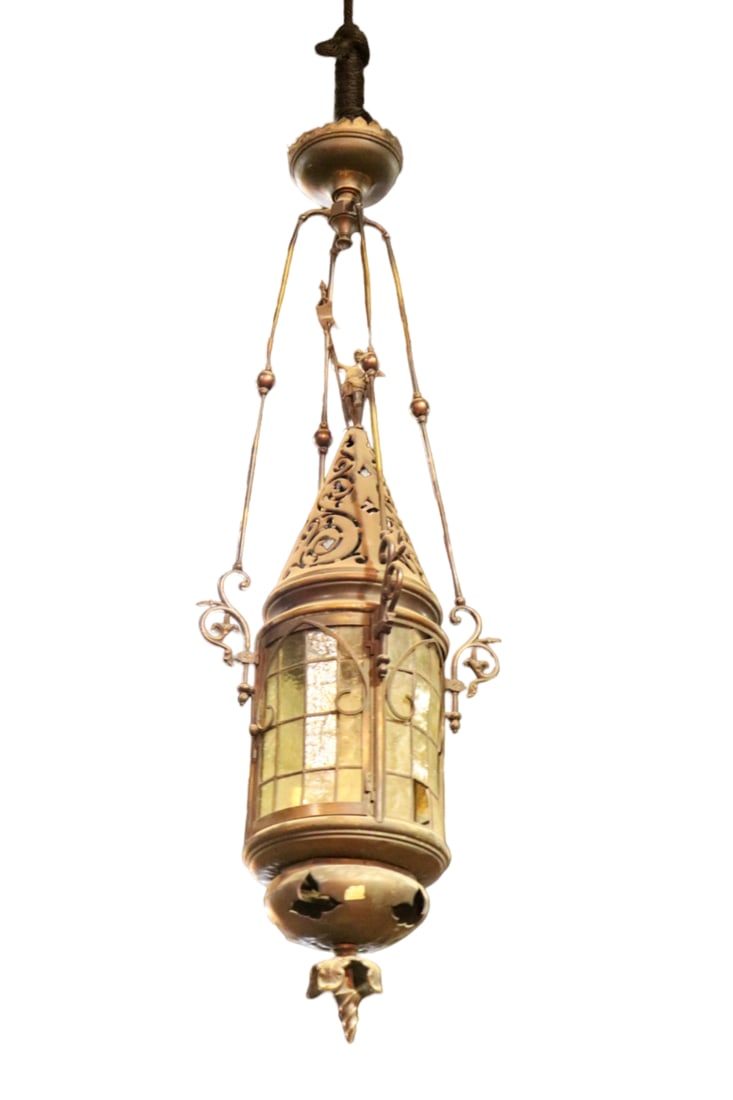 MOORISH STYLE COPPER LANTERN/CHANDELIER: Copper. 52" h x 17" diameter.