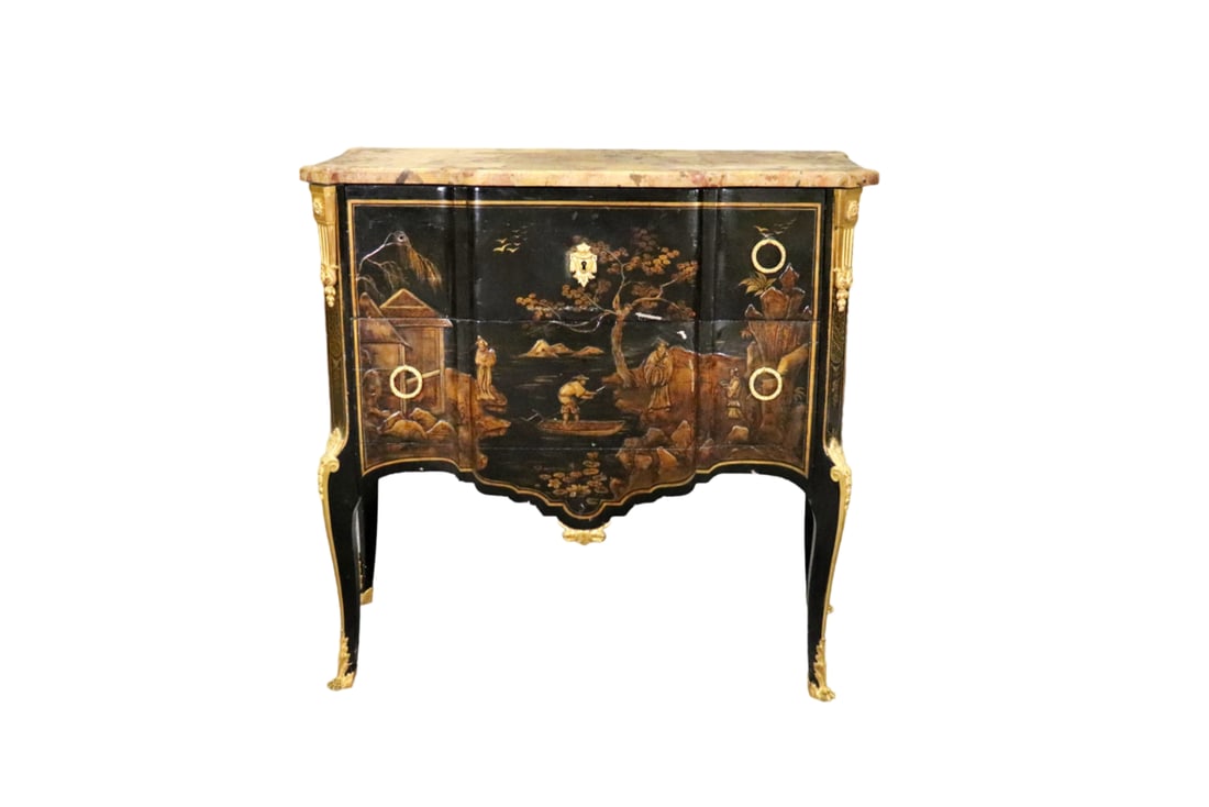CHINOISERIE MARBLE TOP 2 DRAWER COMMODE (1 of 15)