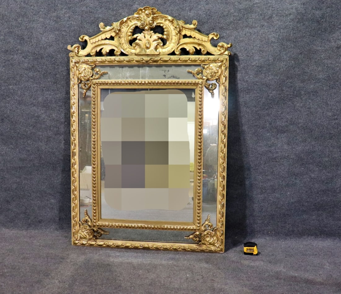 CARVED GILT HANGING WALL MIRROR (1 of 9)