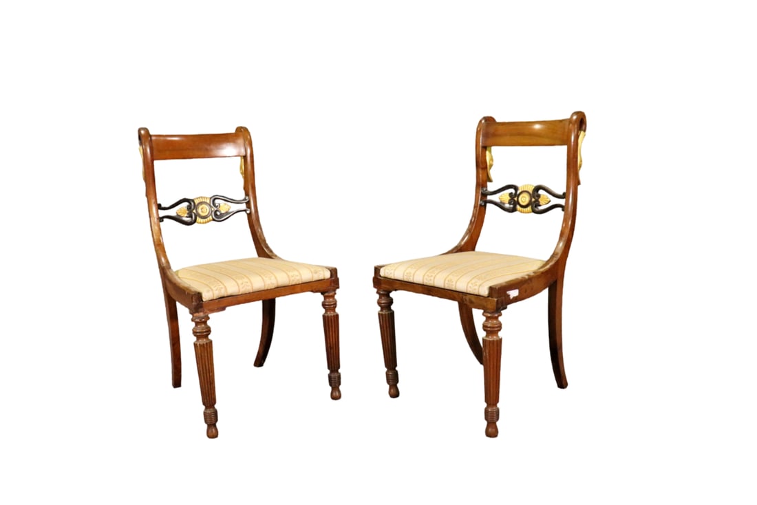 PAIR NEOCLASSICAL STYLE SWAN HEAD FIGURAL SIDE CHAIRS (1 of 11)
