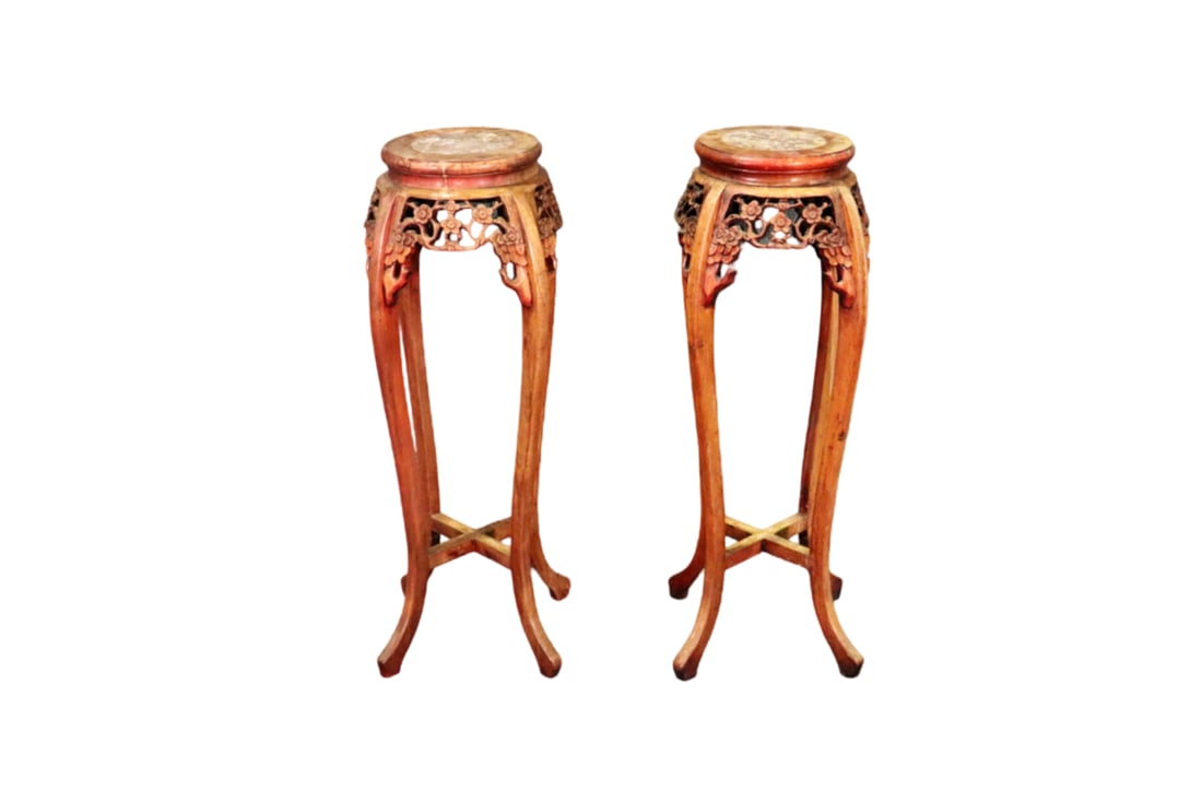 PAIR MATCHING WOOD PEDESTALS (1 of 13)