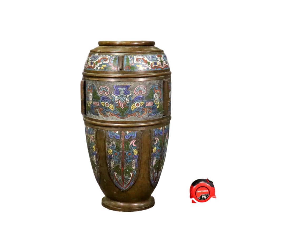 BRONZE CLOISONNE URN (1 of 7)