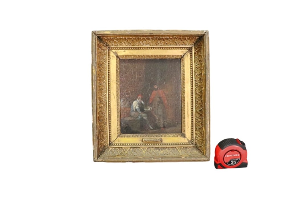 M.L. WATSON OIL PAINTING 2 FIGURES SIGNING TREATY (1 of 9)