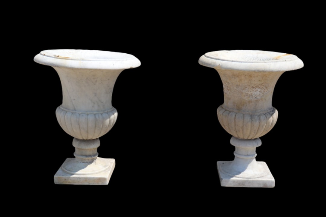 PAIR MARBLE PLANTERS (1 of 11)