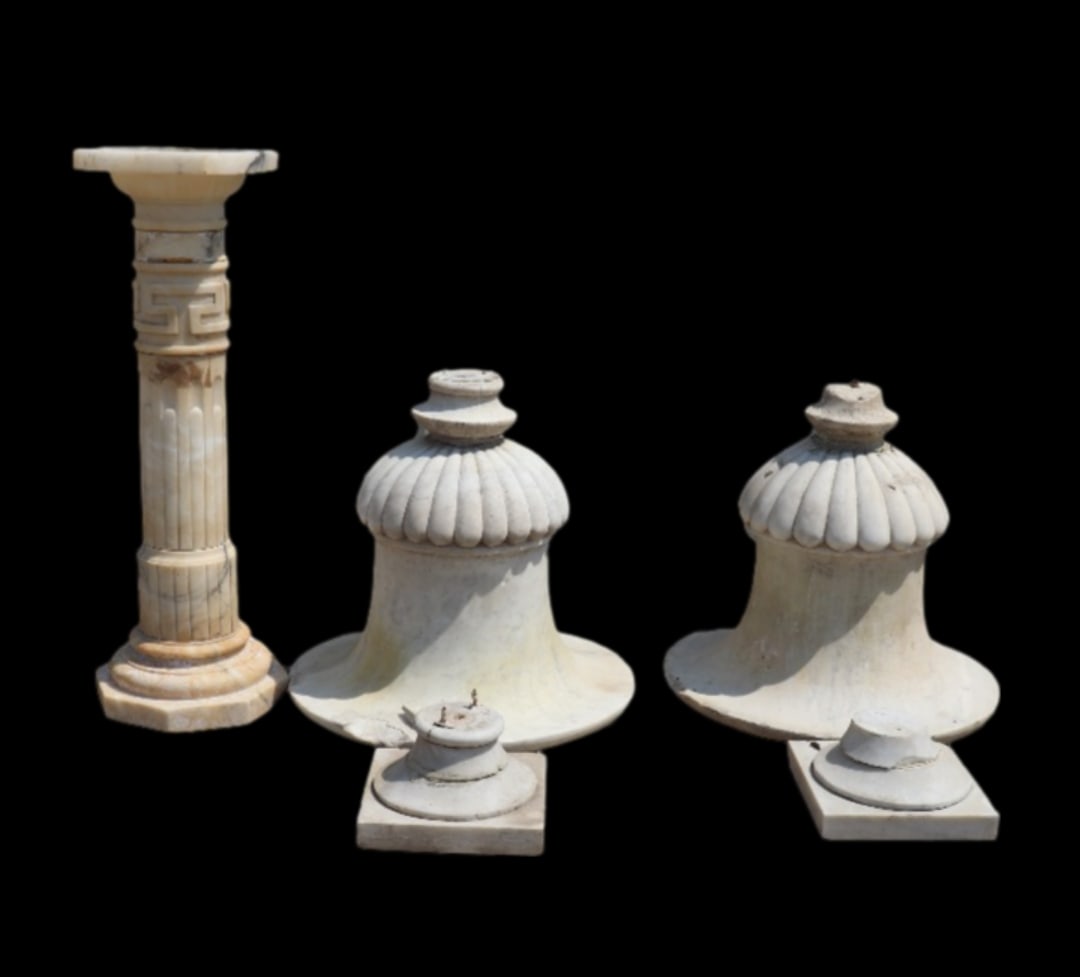 PAIR MARBLE PLANTERS & MARBLE PEDESTAL (1 of 15)