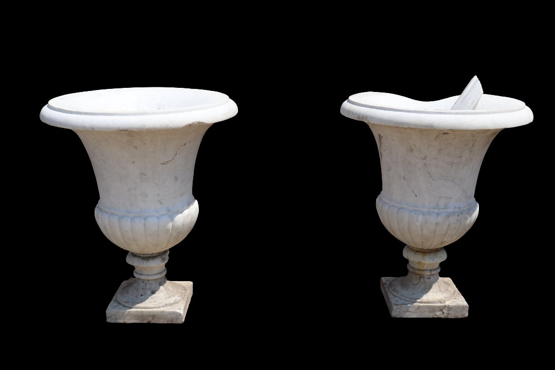 PAIR MARBLE PLANTERS (1 of 11)