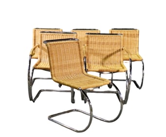 6 MIES VAN DER ROHE STENDIG CHROME & CANE CHAIRS