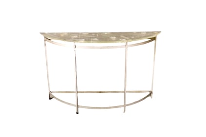 DEMILUNE GLASS TOP CONSOLE TABLE